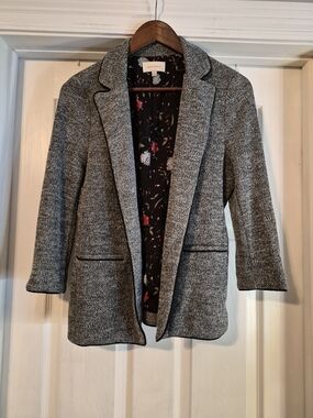 Skies Are Blue Grey Women's Textured Blazer Jacket Size Medium